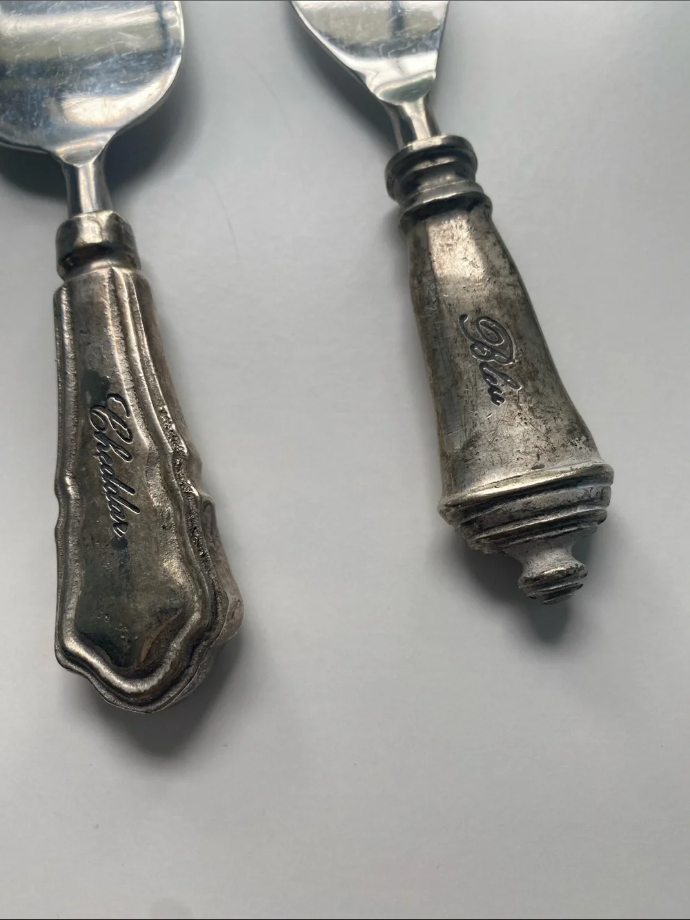 Pottery Barn Silver Stainless Steel Cheese Serving Set with Ornate Handles
